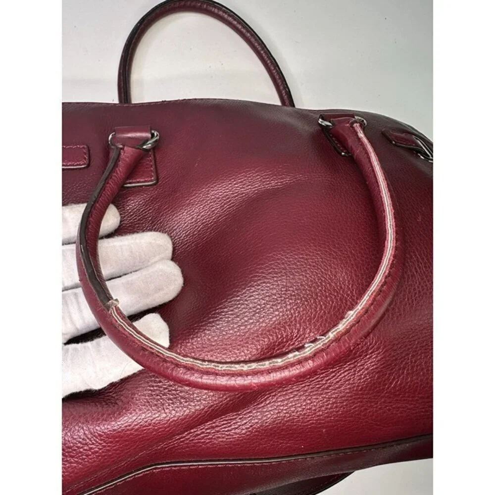 Michael Kors Red Oxblood Maroon Pebbled Leather Hamilton Shoulder Purse
